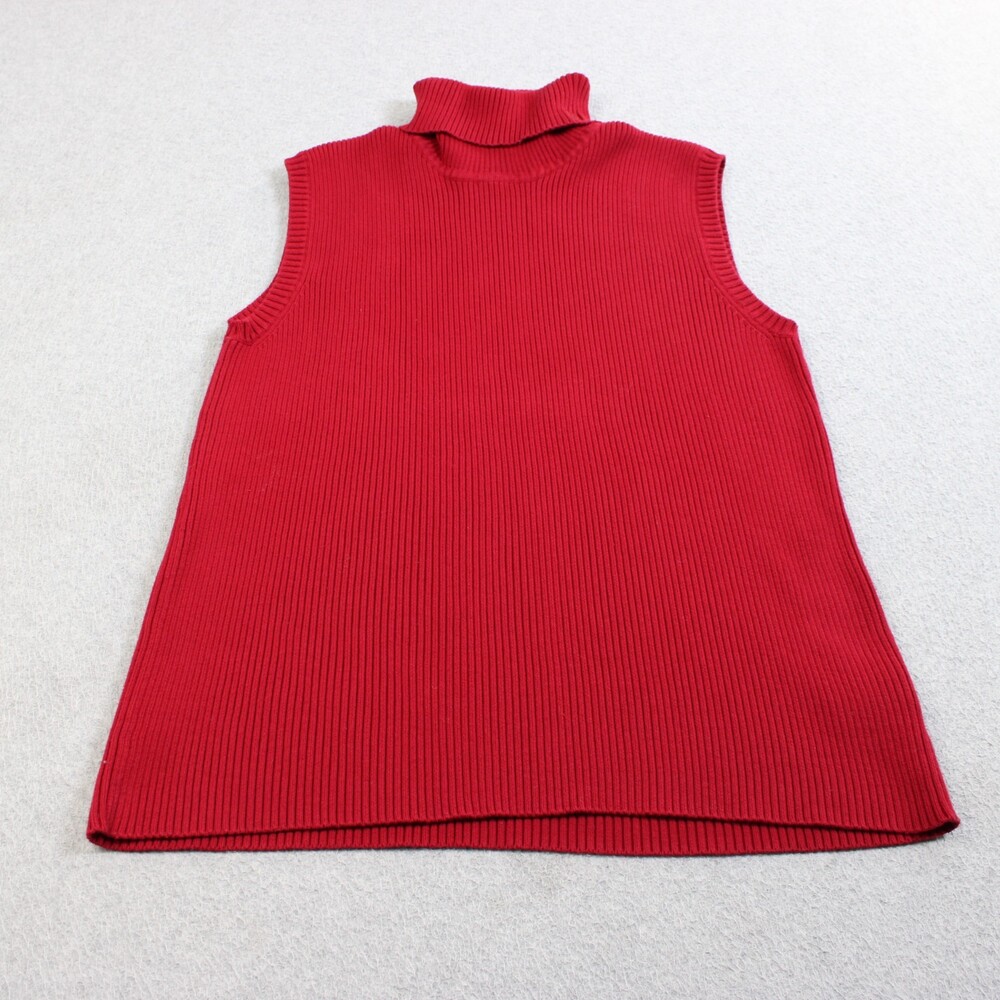 Lauren Ralph Sweater Tank Woman XL Red Cable Knit RLL Logo Academia Heritage Y2K